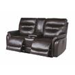 Fortuna Dark Brown Espresso Leather Power Recliner Console Loveseat