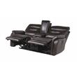Fortuna Dark Brown Espresso Leather Power Recliner Console Loveseat