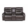Fortuna Dark Brown Espresso Leather Power Recliner Console Loveseat
