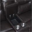 Fortuna Dark Brown Espresso Leather Power Recliner Console Loveseat
