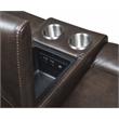 Fortuna Dark Brown Espresso Leather Power Recliner Console Loveseat