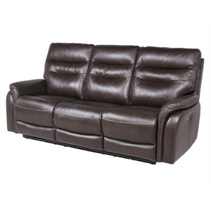 Fortuna Dark Brown Leather Power Recliner Sofa