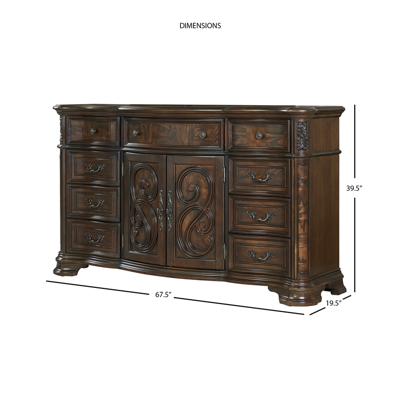 Steve Silver Royale Brown Cherry 9-Drawer Dresser
