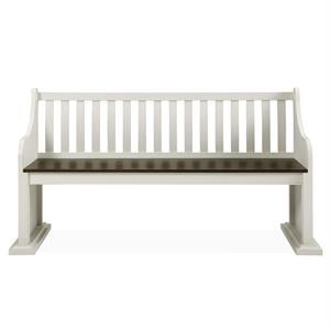 Steve Silver Joanna Two-Tone Ivory and Dark Oak Farmhouse Dining Bench with Back