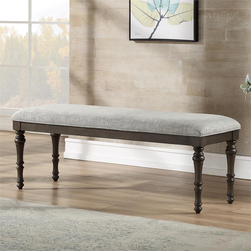 Steve Silver Linnett Gray Fabric Dining Bench