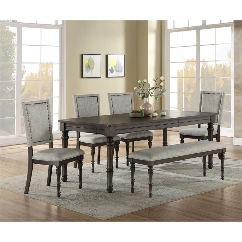Steve Silver Linnett Gray Fabric Dining Bench