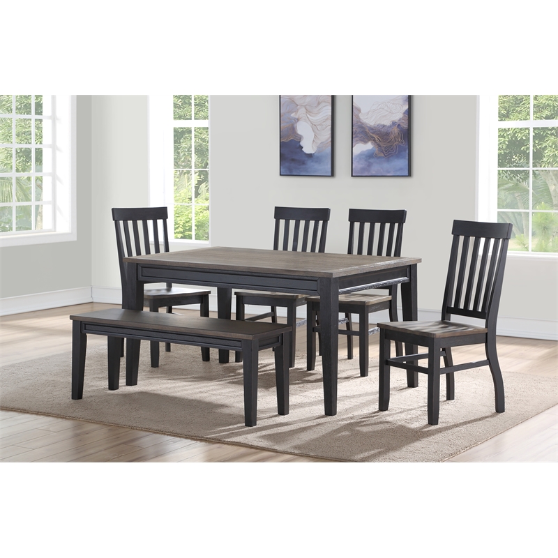 Raven Noir Two-Tone Ebony Back and Driftwood Dining Bench Solid wood
