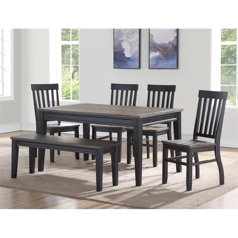 Steve Silver Raven Noir Multi-Color Dining Table in Black/Driftwood Finish