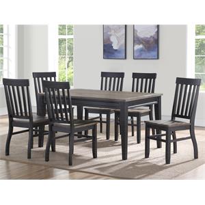 Steve Silver Raven Noir Two-Tone Ebony and Driftwood 7-Piece Dining Set