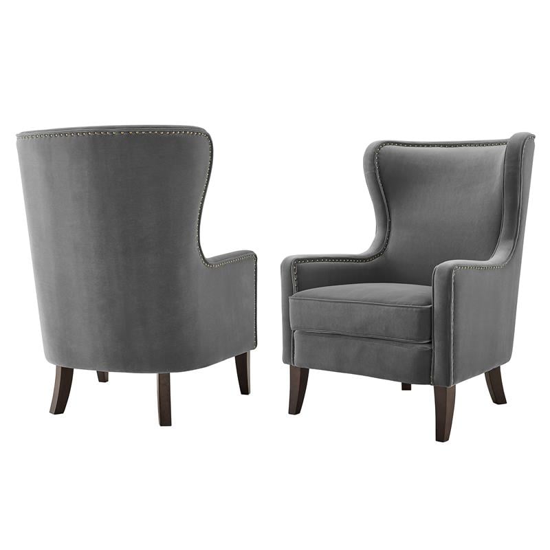 Steve Silver Rosco Modern Wingback Charcoal Velvet Accent Chair