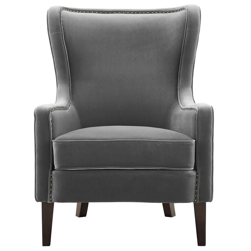 Steve Silver Rosco Modern Wingback Charcoal Velvet Accent Chair