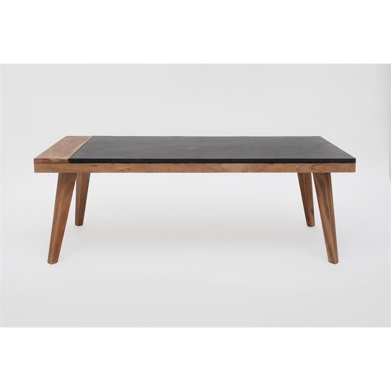 Steve Silver Caspian Slate and Natural Matte Wood Finish Cocktail Table