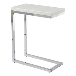 Steve Silver Echo White Marble and Chrome Chairside End Table