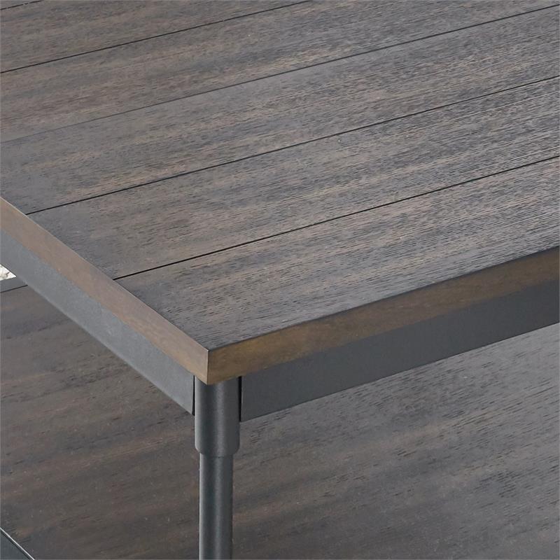 Steve Silver Prescott Smokey Oak and Black Metal End Table