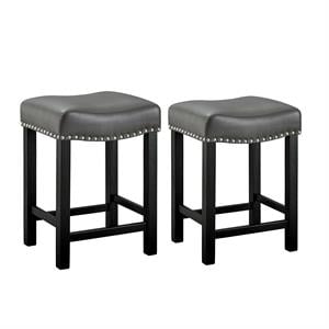 Steve Silver Aspen Gray Faux Leather Solid Wood Counter Stool