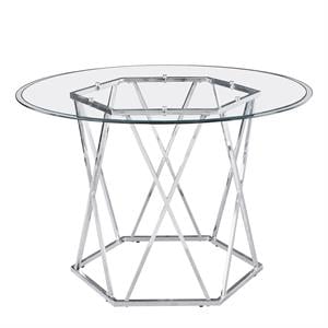 Steve Silver Escondido Chrome and Glass Top Dining Table
