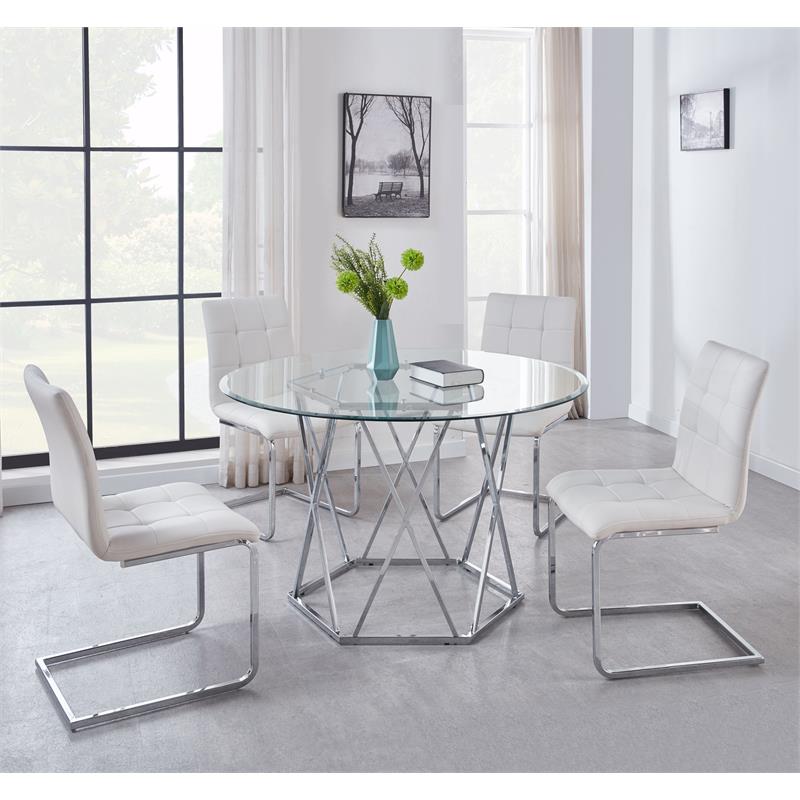 Steve Silver Escondido White Faux Leather Side Chair
