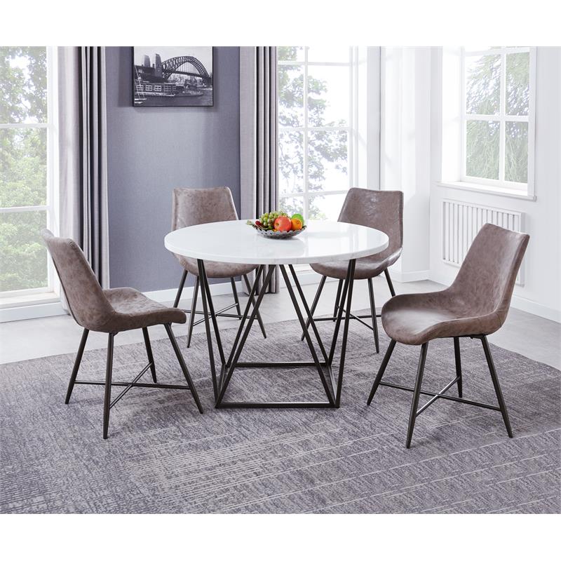 Steve Silver Ramona Brown Faux Leather and Metal Side Chair