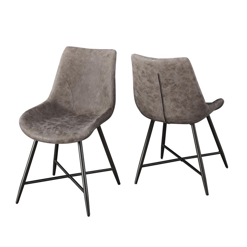 Steve Silver Ramona Brown Faux Leather and Metal Side Chair