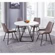 Ramona White Marble Top Round Bronze Metal Base Dining Table