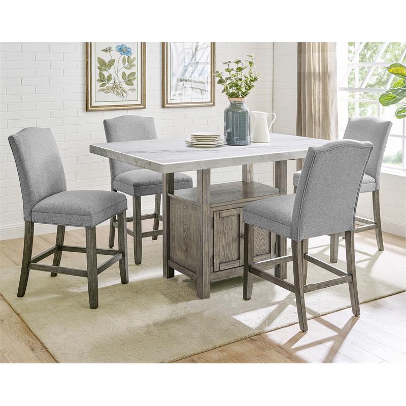 Steve Silver Grayson Driftwood and Gray Fabric Counter Chair