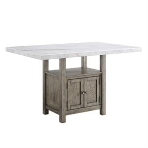 Steve Silver Grayson White Marble and Driftwood Counter Height Dining Table