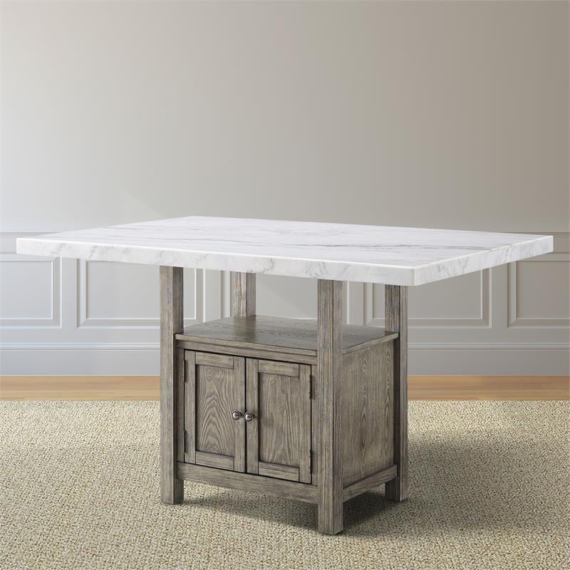 Steve Silver Grayson White Marble and Driftwood Counter Height Dining Table