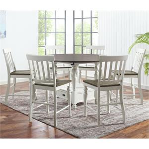 Steve Silver Joanna Two-Tone Ivory and Dark Oak 7-Piece Counter Height Set