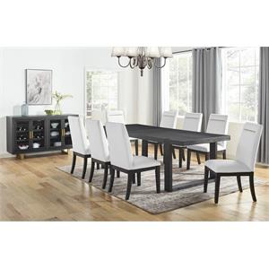 Steve Silver Yves Rubbed Charcoal 10-Piece Dining Set with White Side Chairs