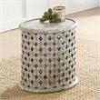 Samir Aged White Alabaster Wood Round End Table