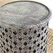 Samir Aged White Alabaster Wood Round End Table