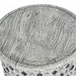 Samir Aged White Alabaster Wood Round End Table