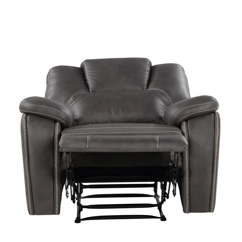 Steve Silver Katrine Charcoal Gray Faux Leather Manual Recliner