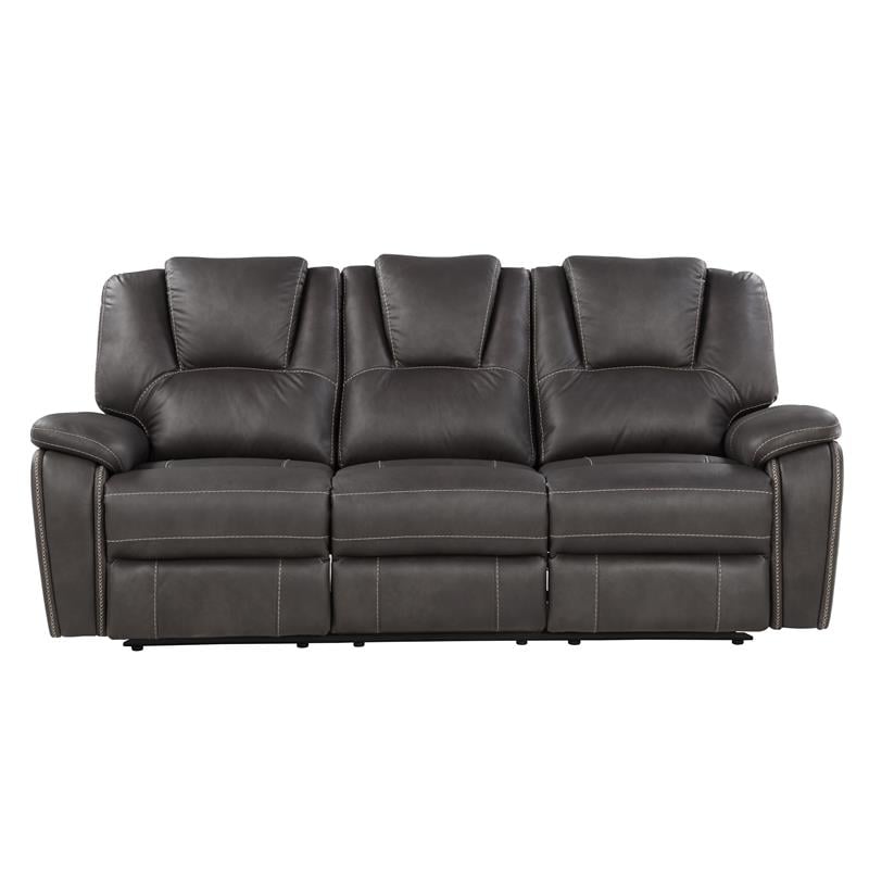 Steve Silver Katrine Charcoal Faux Leather Manual Reclining Sofa