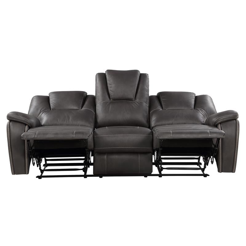Steve Silver Katrine Charcoal Faux Leather Manual Reclining Sofa