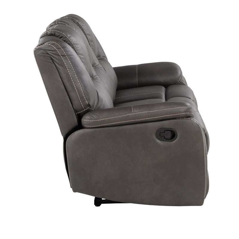 Steve Silver Katrine Charcoal Faux Leather Manual Reclining Sofa
