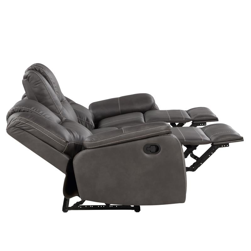 Steve Silver Katrine Charcoal Faux Leather Manual Reclining Sofa