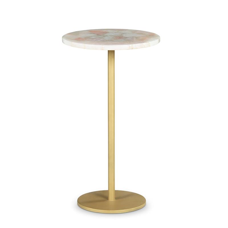 Steve Silver Rosie Round Agate Top and Brass Metal Base Chairside Table