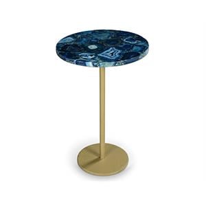 Steve Silver Oceana Round Blue Agate Top Metal Chairside End Table
