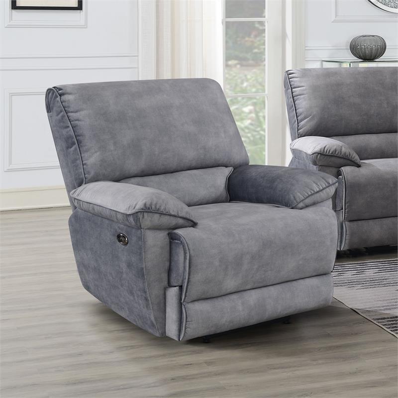 Steve Silver Simone Smoked Gray Polyester Fabric Power Recliner