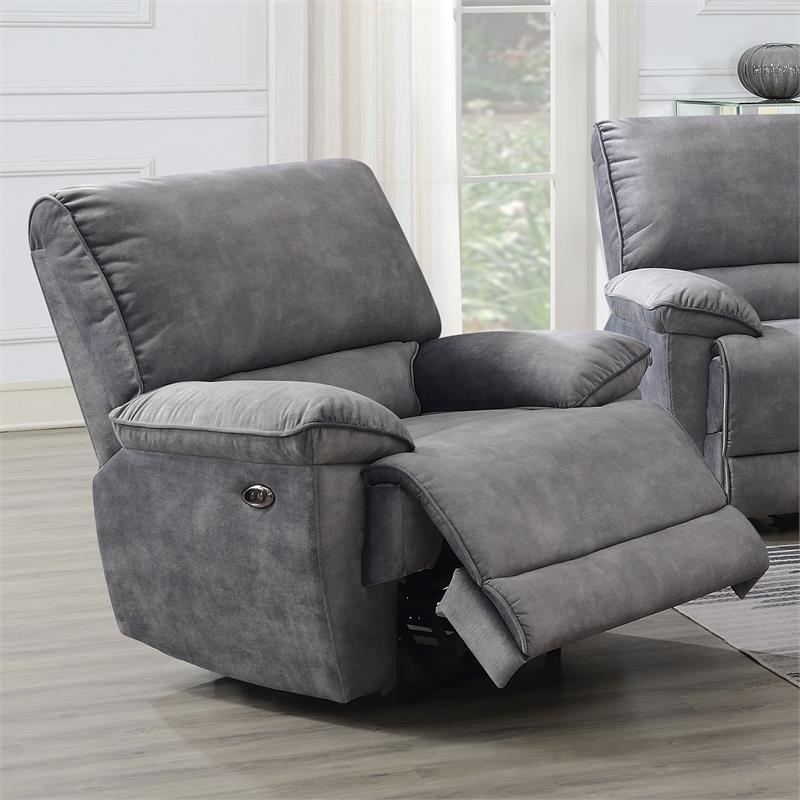 Steve Silver Simone Smoked Gray Polyester Fabric Power Recliner