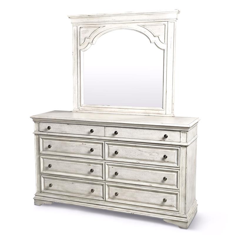Highland Park Rustic Ivory Wood 8-drawer Dresser and Mirror