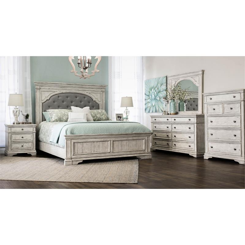 Highland Park Rustic Ivory Wood 8-drawer Dresser and Mirror