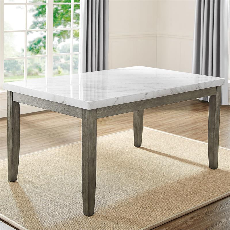 steve silver emily mossy gray and marble 7-piece dining set