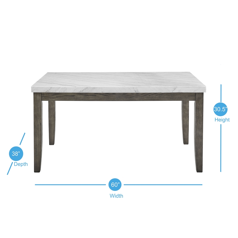 steve silver emily mossy gray and marble 7-piece dining set