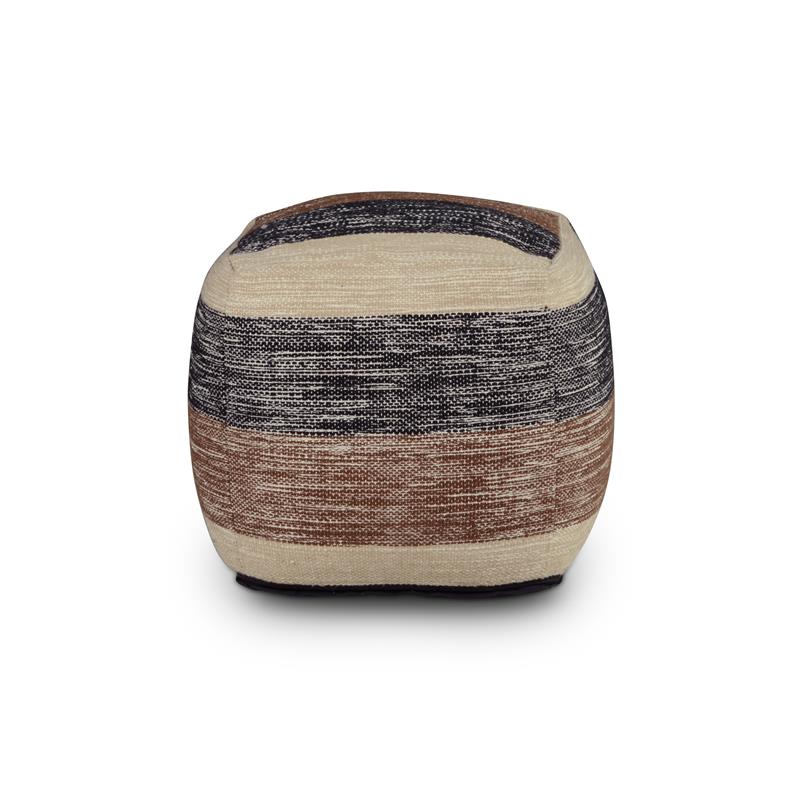 Steve Silver Jamal Square Handwoven Beige/ Brown/ Black Wool Pouf