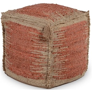 Steve Silver Jafar Square Handwoven Cinnamon/ Khaki Jute Pouf