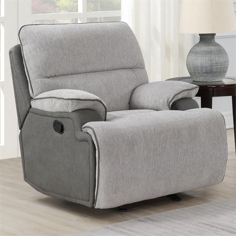 steve silver cyprus light gray fabric recliner chair