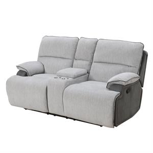 Steve Silver Cyprus Light Gray Fabric Recliner Console Loveseat