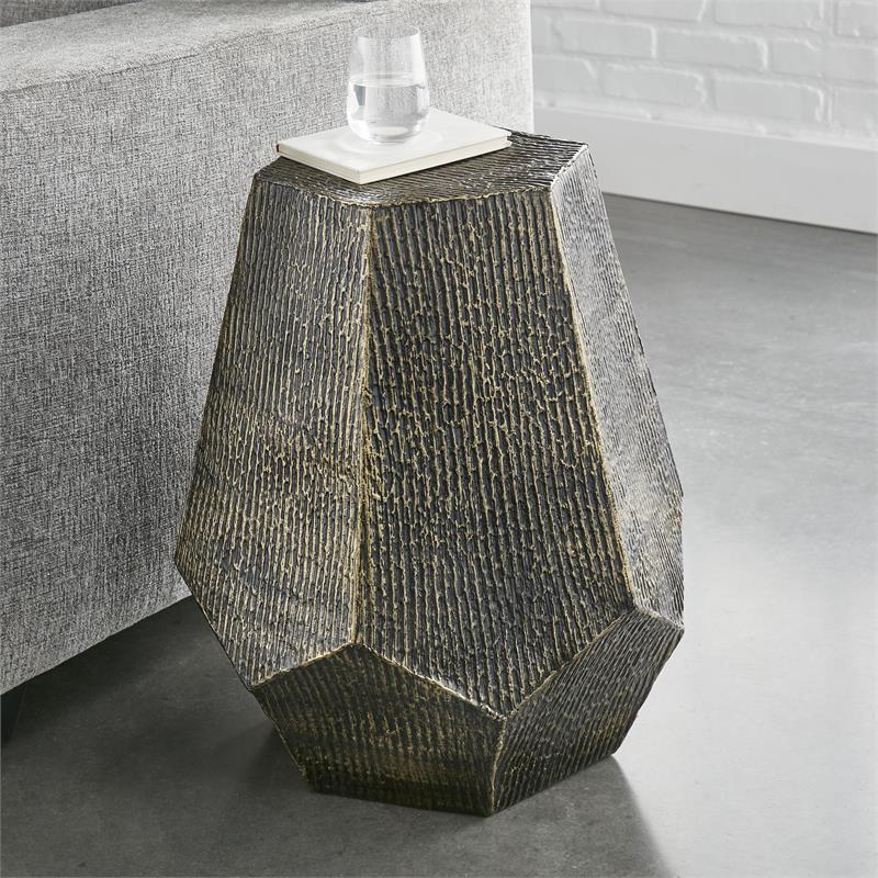 Steve Silver Donato Hexagon Brass Metal End Table